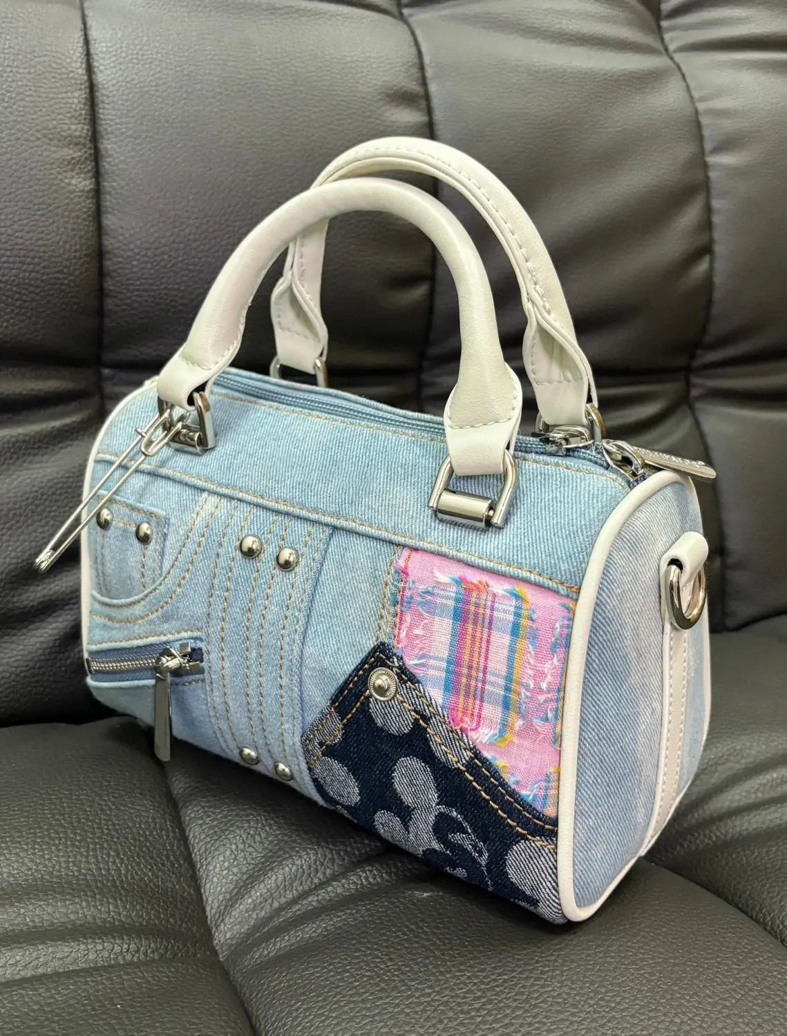 JIAERDI Retro Denim Messenger Bag Purse Women Vintage Patchwork Handle Y2k Bowling Bag Ladies Hot Girls Crossbody Hand Bags New