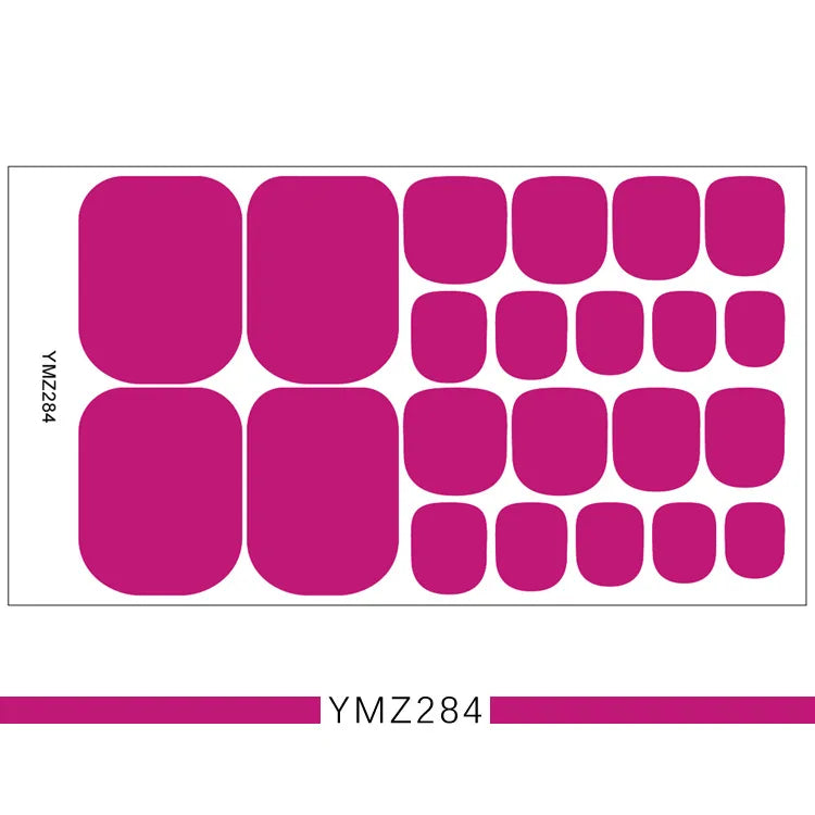 Toe Nail Sticker Wraps Adhesive Decals Toenail Polish Strips DIY Foot Decals Manicure Women Solid Color Full Cover Foot Stickers 03