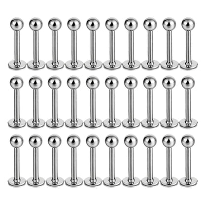 10-100pcs/lot Stainless Steel Labret Lip Bar Rings Stud Tragus Helix Bar Ear Cartilage Piercings Jewelry for Women Men 3mm Ball 10pcs 16G(1.2mm)x10mm