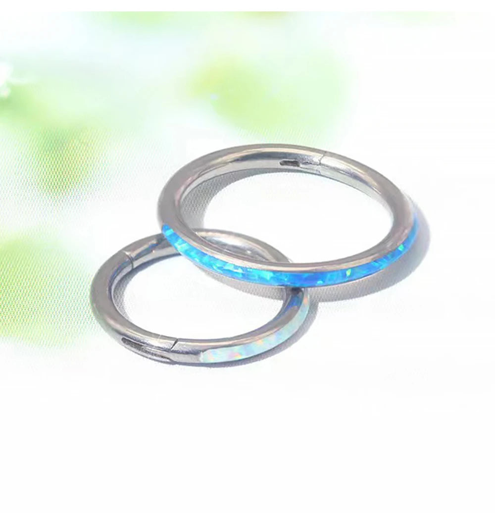New Titanium Septum Piercing Nose Ring 8-10mm Opal Hinged Segment Clicker Ear Cartilage Earrings Helix Lip Piercing Body Jewelry