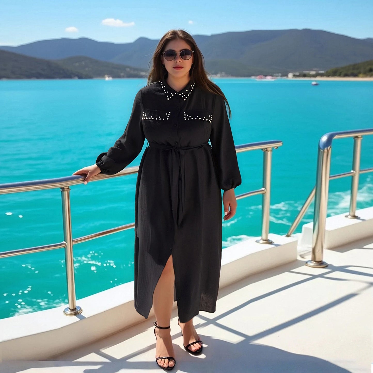 Elegant Plus Size Maxi Dress with Ruffle Sleeves and Floral Print Perfect for Parties Weddings and Special Occasions