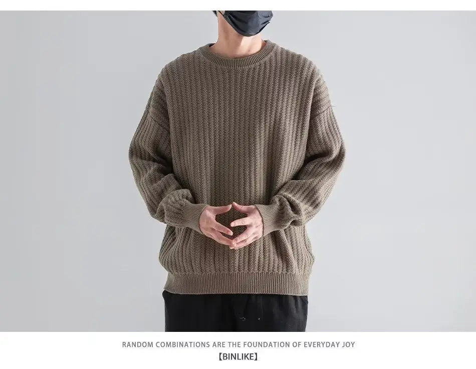 New Round-neck Sweater in Autumn and Winter Wears a Base and a Solid Color and a Trendy Brand Loose Warm Top Badiee Stylez