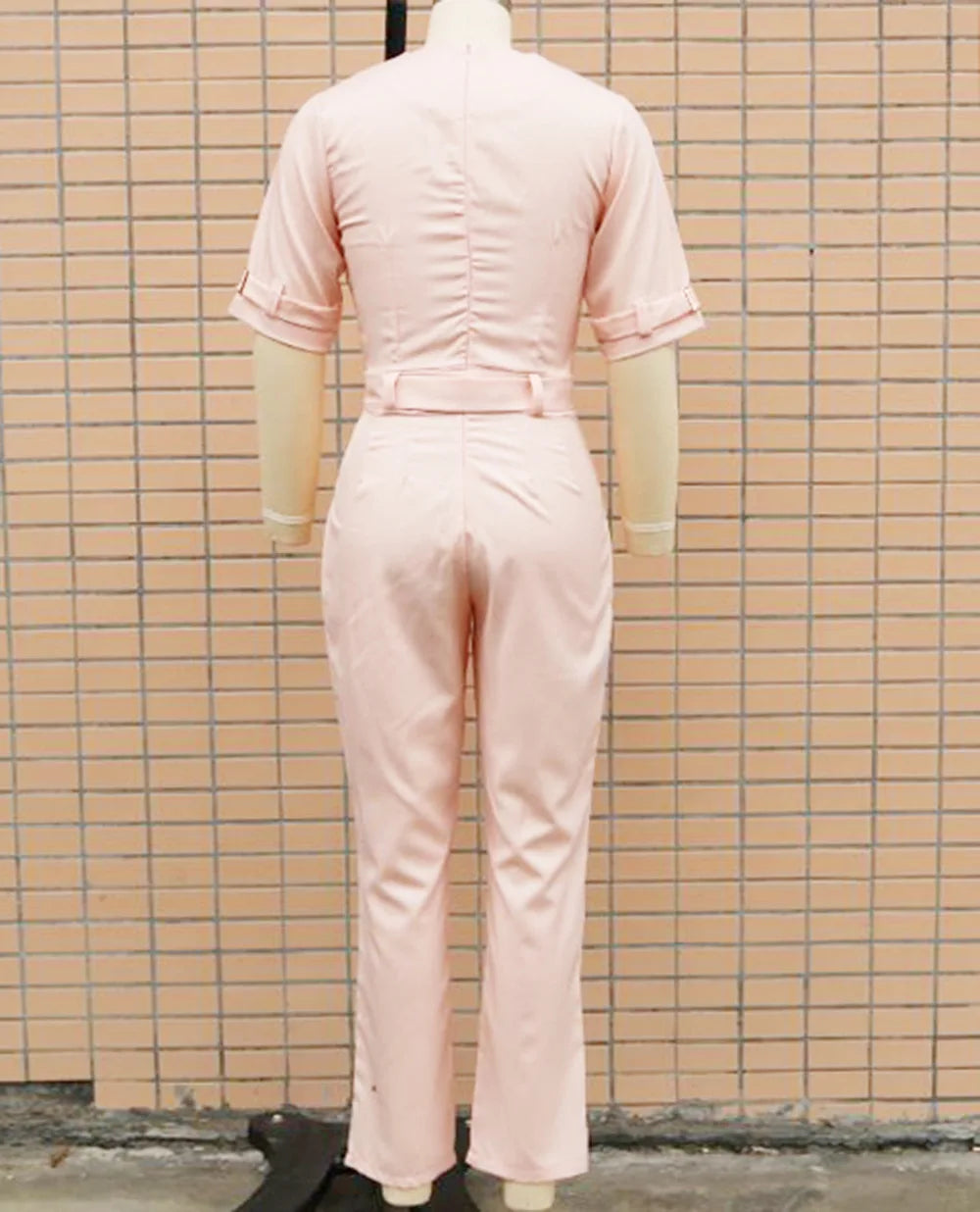 Women Suit Short Sleeve Jumpsuit Slim Fit Fashion Office Lady Spring Summer Elegant Solid Button Sexy High Waist Jumpsuits