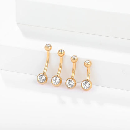 10pcs/lot Titanium CZ Crystal Belly Button Ring Navel Bar Piercing 6/8/10/12mm Belly Nombril Piercing Sexy Jewelry for Women 14G Badiee Stylez