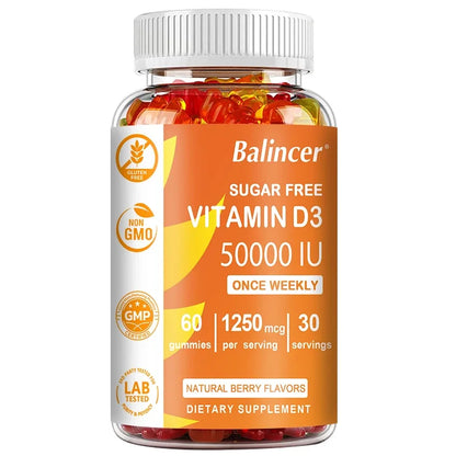 High Potency Vitamin D3 50,000 IU - Immune Support, Bone, Teeth, Heart and Nerve Health, Antioxidant - Gluten-Free, Non-GMO 60 Count-1 bottle