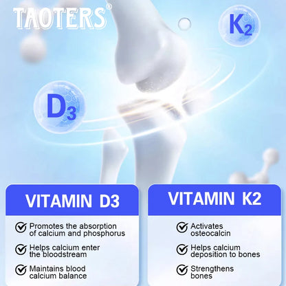 TAOTERS Vitamin D3+K2 supplement promotes calcium absorption, cardiovascular health, and helps human growth and development