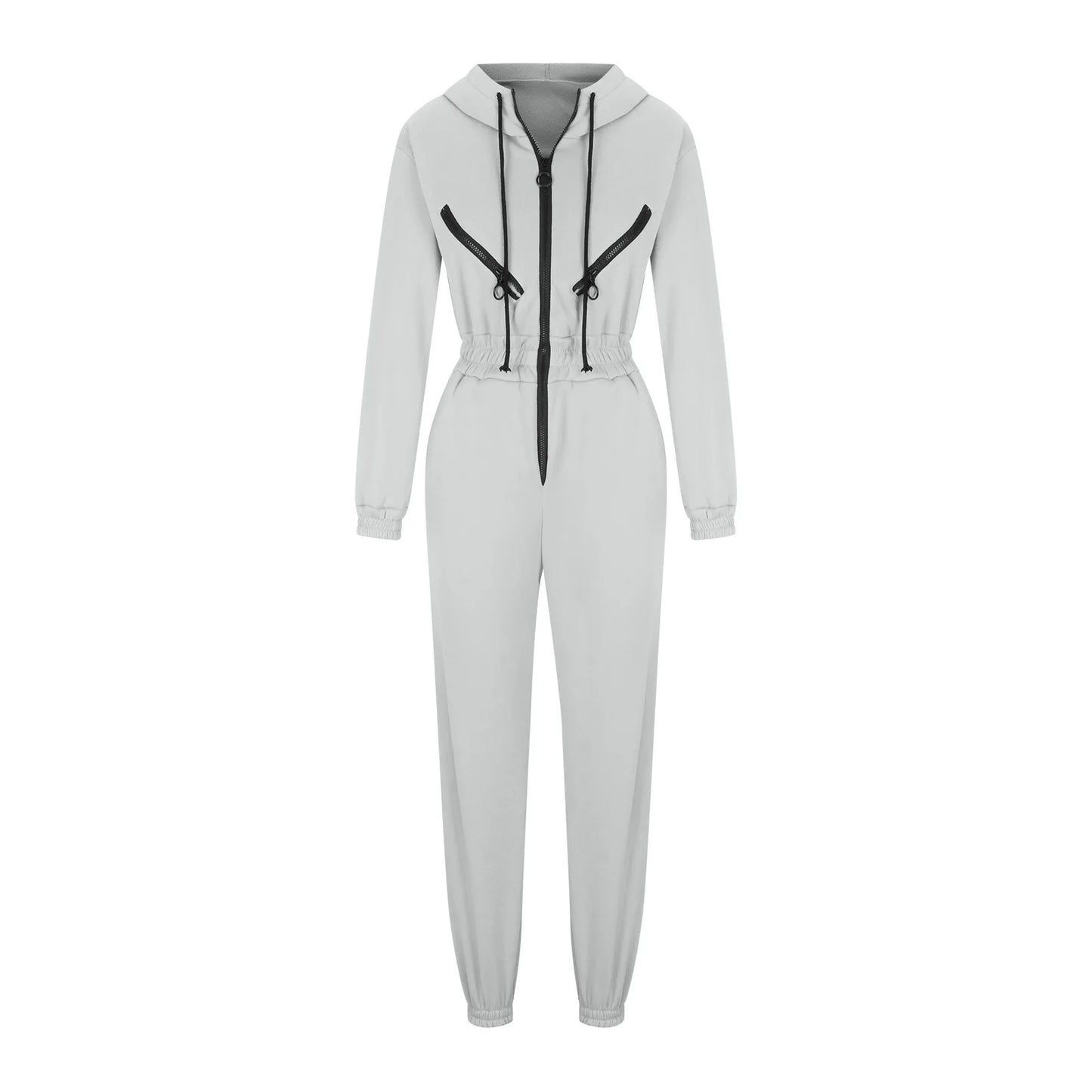 Autumn Women's Monochrome Long-Sleeved Jumpsuit Solid Color Zip-up Sportswear Female Winter Casual Tracksuit Fashionable Hoodies Badiee Stylez