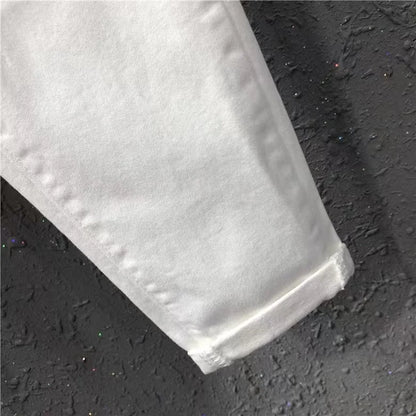 New Spring Summer Women Casual Harem Pants All-matched Casual Cotton Denim Pants Elastic Waist Solid Yellow White Jeans Female