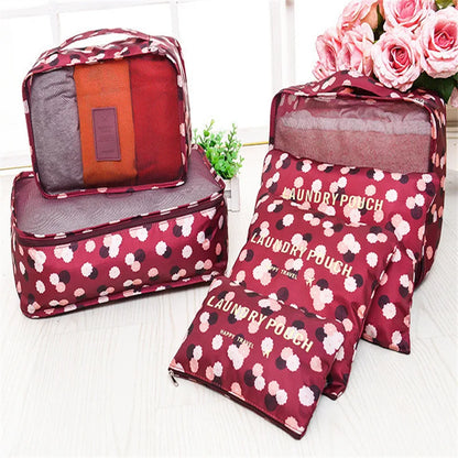 6 PCS Travel Storage Bag Set for Clothes Tidy Organizer Wardrobe Suitcase Pouch Travel Organizer Bag Case Shoes Packing Cube Bag