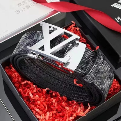 New genuine leather men belts waistband alloy automatic buckle men and women waistband versatile jeans belts for men ZK17-silver