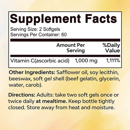 Vitamin C Softgels - Improve Immunity, Promote Nutrient Absorption, Anti-oxidation