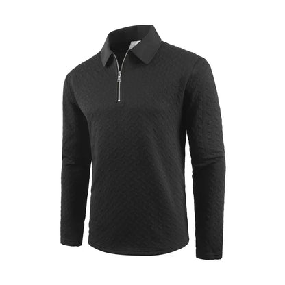 Zipper Polo Collar T Shirt Men Autumn Casual Sports Retro Light Luxury Pullover Fashion Men's Outdoor Long Sleeve Polo Shirts