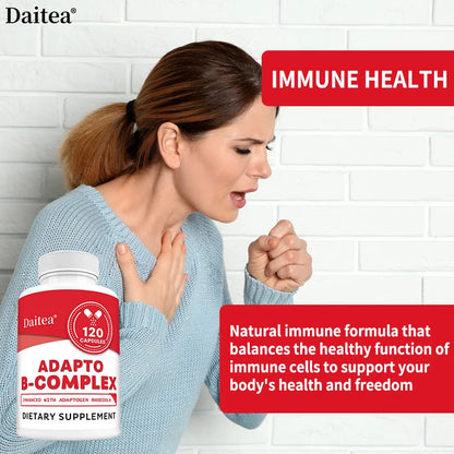 Adapto B Complex - High Potency with 8 B Vitamins, Rhodiola Rosea, and Hawthorn Berry - Supports Mental Energy, Cognition, Mood