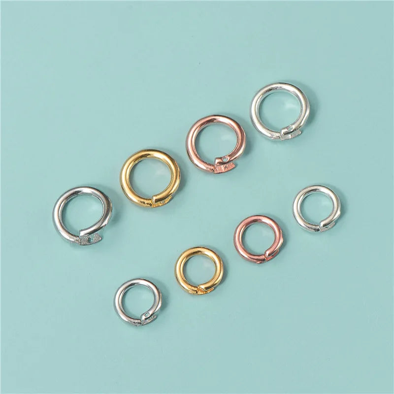 2pcs Authentic Real 925 Sterling Silver Open Jump Rings O Ring Connector for DIY Bracelet Necklace Earring Jewelry Craft Making