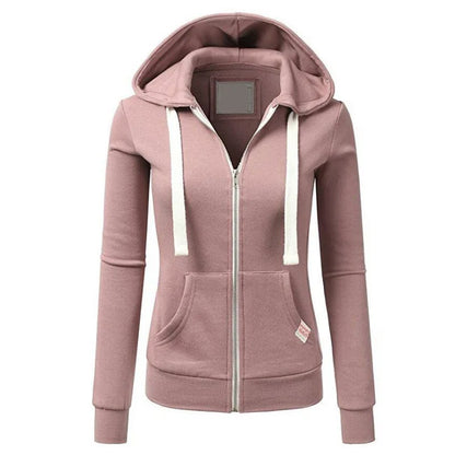 2024 Autumn/Winter New Women's Personalized Fashion Sports Hoodie Long Sleeve Drawstring Pocket Zipper Coat Woolen Sweater Top pink