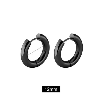 Men' s Earrings Stainless Steel Chunky Hoop Earrings For Man Round Circle Ear Hoops Punk Hip Hop Jewelry Couple Accessories KBE450-2-2
