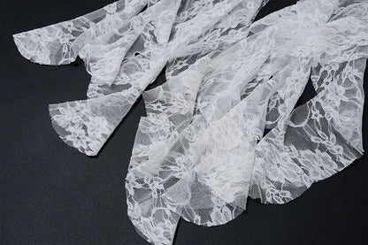 Hollow Out Lace Crop Top Women Sexy Off Shoulder Bodycon Bandage Slim Tank Tops Ladies 2024 Folds Lace-up T-shirts Femme