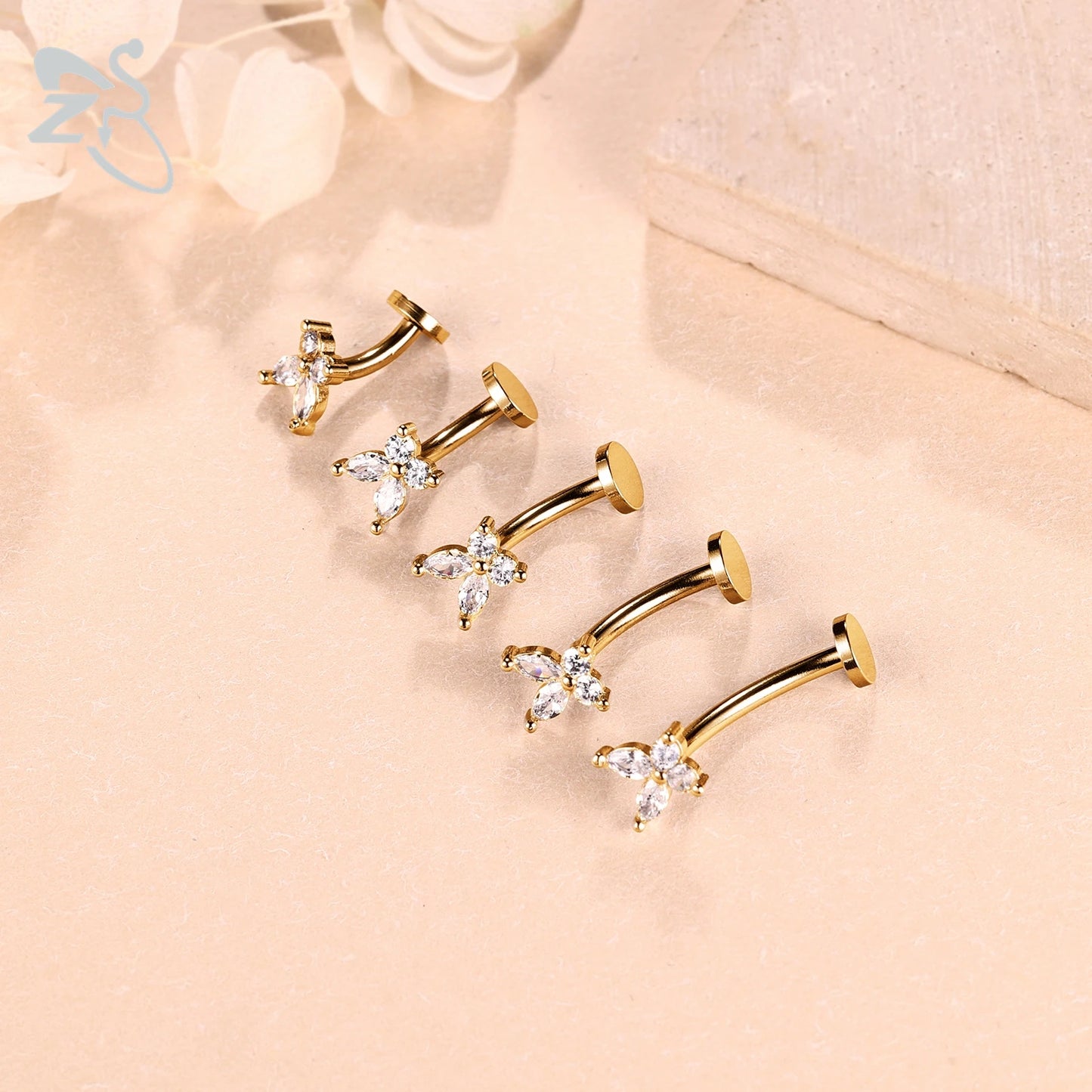 ZS 1 Piece Internal Thread Stainless Steel Belly Button Ring Floating Navel Piercings 14G Curved Umbilical Ring Jewelry 6MM-14MM Badiee Stylez