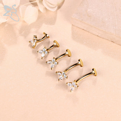 ZS 1 Piece Internal Thread Stainless Steel Belly Button Ring Floating Navel Piercings 14G Curved Umbilical Ring Jewelry 6MM-14MM Badiee Stylez