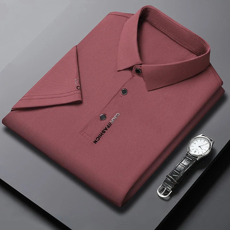 Men's Polo Shirt - Breathable & Comfortable Solid Color Top for Casual Business Style