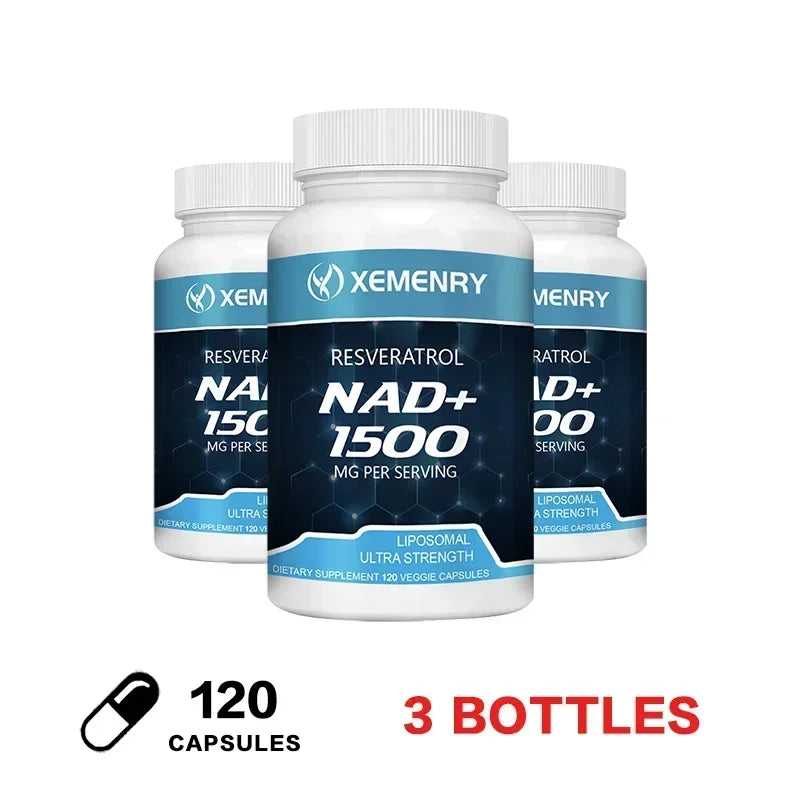 NAD + Resveratrol - Anti aging, Boost Energy, Cell Repair and Skin Health 120 Capsule-3bottles