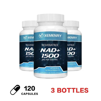 NAD + Resveratrol - Anti aging, Boost Energy, Cell Repair and Skin Health 120 Capsule-3bottles