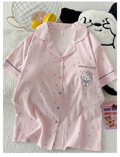Summer Hello Kitty pajamas three-piece comfortable casual cartoon loungewear