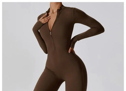 One-piece Sports Training Jumpsuit Women's Long Sleeve Tight Hip-highlighting Bodysuit Gym Clothing Sexy Dance Exercise Tights Badiee Stylez