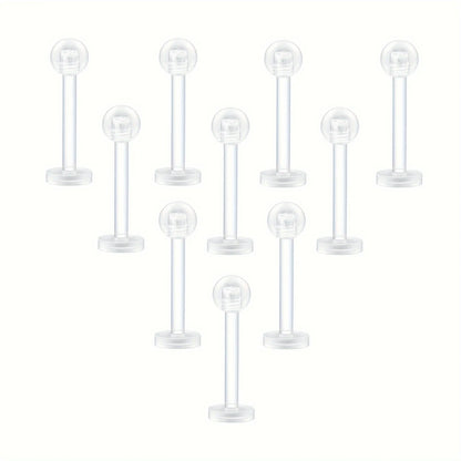 10~20pcs/Set Transparent Acrylic Bioflex Tragus Retainer Lip Studs Ear Helix Earring 6mm 8mm 10mm 12mm Body Piercing Jewelry Badiee Stylez