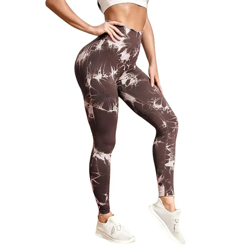 Women Tiedye Gym Leggings Seamless Mujer Push Up Booty Pants Scrunch Sports Fitness High Waist Workout Yoga Leggins Drop Ship