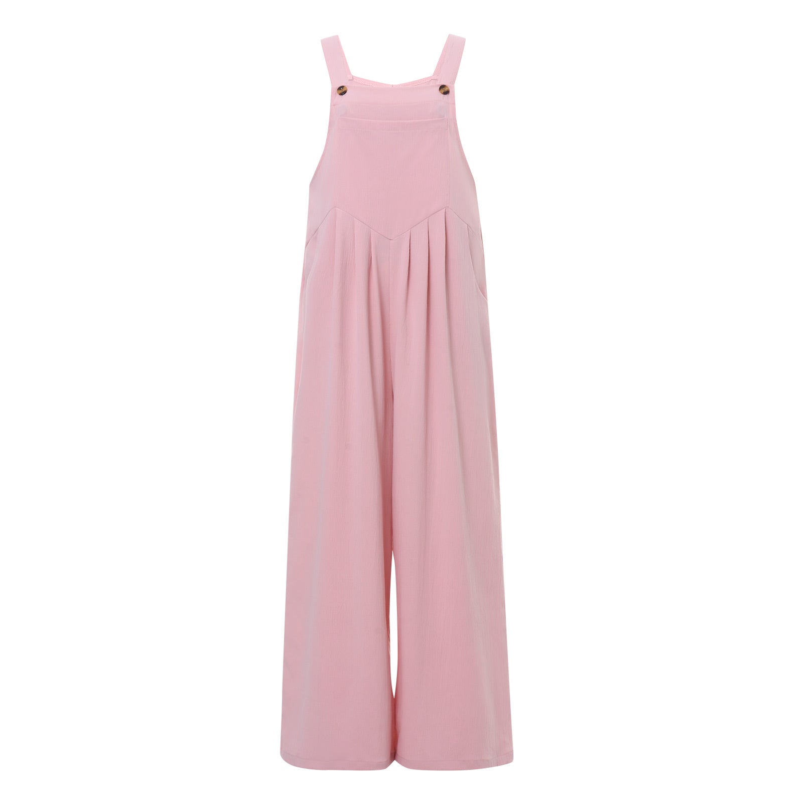 Overalls Women Summer Jumpsuit Outfits Plus Size Solid Color Casual Button Wide Leg Suspender Pants Overalls with Pockets