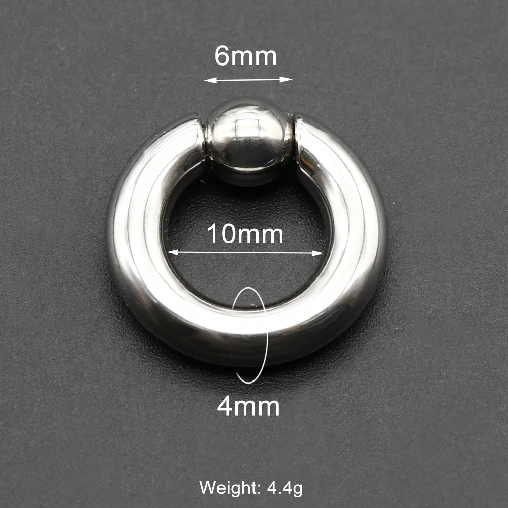 1Pc Large Gauges Stainless Steel CAPTIVE SPRING BEAD RING for Septum Piercing BCR Nose Ring Hoop Expander Earlobe Earrings 00G 4x10-6mm 1 Piece