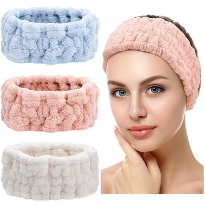 Face Wash Headband Makeup Single Circle Coral Velvet Hair Cover Sports Yoga Hair Accessory For Women 3pcs 11