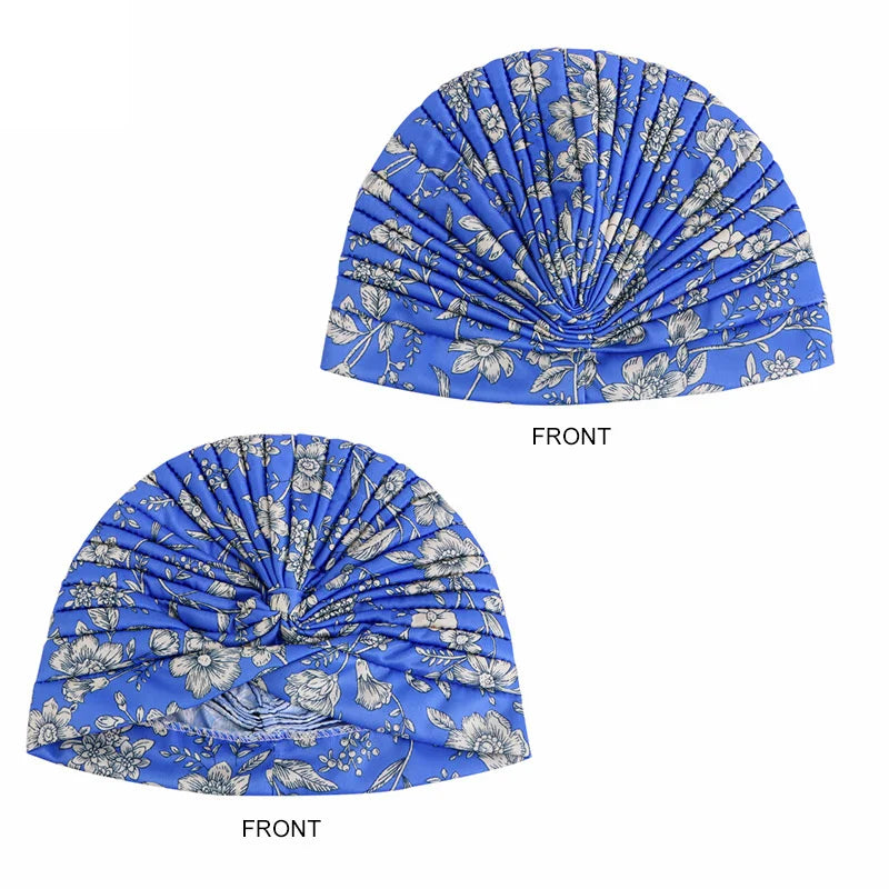 New Women Print Flower Knot Cancer Ruffle Chemo Hat Beanie scarf Turban Head Wrap Knitted Cap Hair Loss Accessories