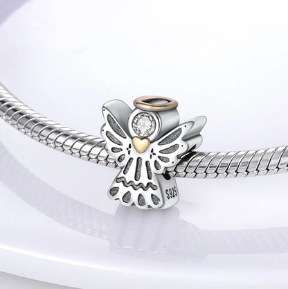 925 Silver Lucky Guardian Angel Dangle Beads Charm Women Fit Original Bracelet Necklace Original DIY Jewelry Making Gift