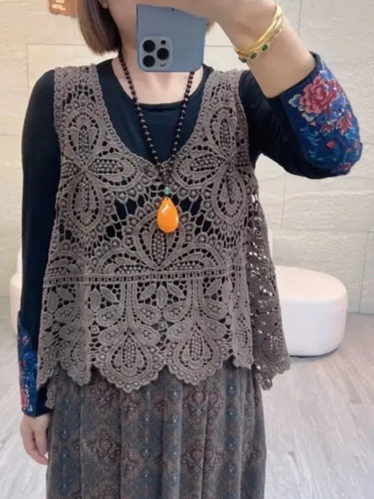 Thin T shirt Women Clothing Casual Vintage Streetwear Tops Coat Summer Spring Autumn Sleeveless Harajuku Clothes Women Vest A-Dark Gray One Size