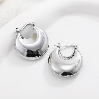 Fashion Glossy Stainless Steel Chunky Hoop Earrings for Women Gold Plated Thick Texture Geometric Circle Earring Vintage Jewelry 22480 8