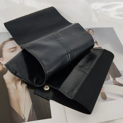 Plus Size Soft Leather Wide Y2K Black Elastic Corset Belt Female Stretch Cummerbunds Designer Belts For Women High Quality Badiee Stylez
