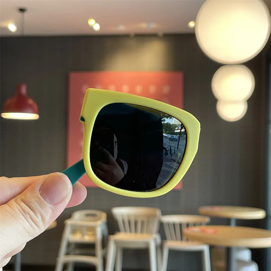 Spring and Summer Sun Shading Children's Folding Decorative Glasses Candy Colored Glasses Sunglasses Yellow