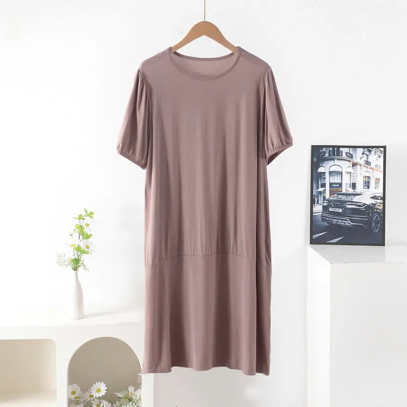 Plus size Summer women's Loose dress short sleeves solid color XL to 8XL dresses