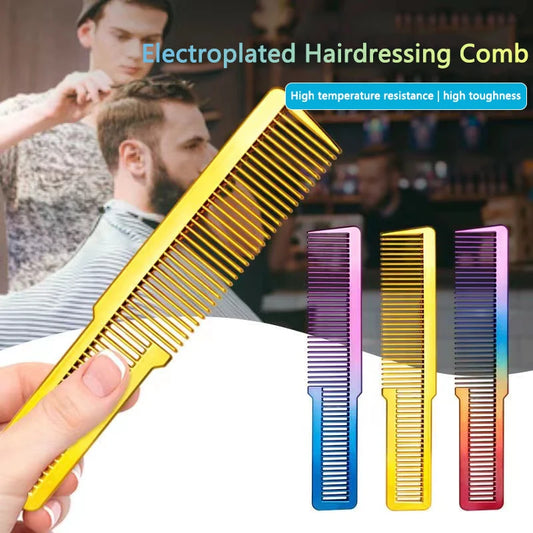 Salon Professional Electroplated Comb Barber Comb Stylist Styling Tool Accessories Salon Anti-static Hair Cut Comb