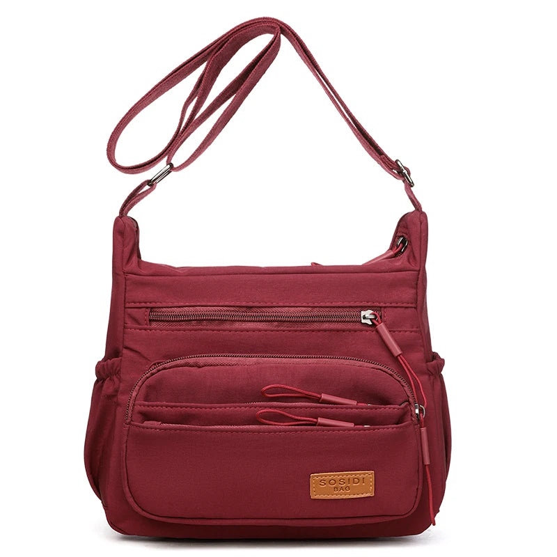 Multiple pockets Nylon Purses And Handbags Women Shoulder Bag Luxury Handbags Women Bags Designer Crossbody Bags for Women 2025 Burgundy