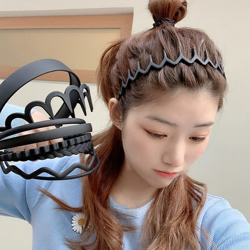 Curved Wavy Headband Black Toothed Non-slip Hair Hoops Hair Band Women Wash Face Hair Accessories Korean Bezel Head Hoops Band