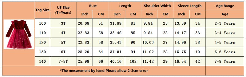 2025 Red Christmas Dress for Baby Girls Winter Long Sleeve Mesh Dresses for 3-8Yrs Kid Star Sequin Birthday Party Princess Dress