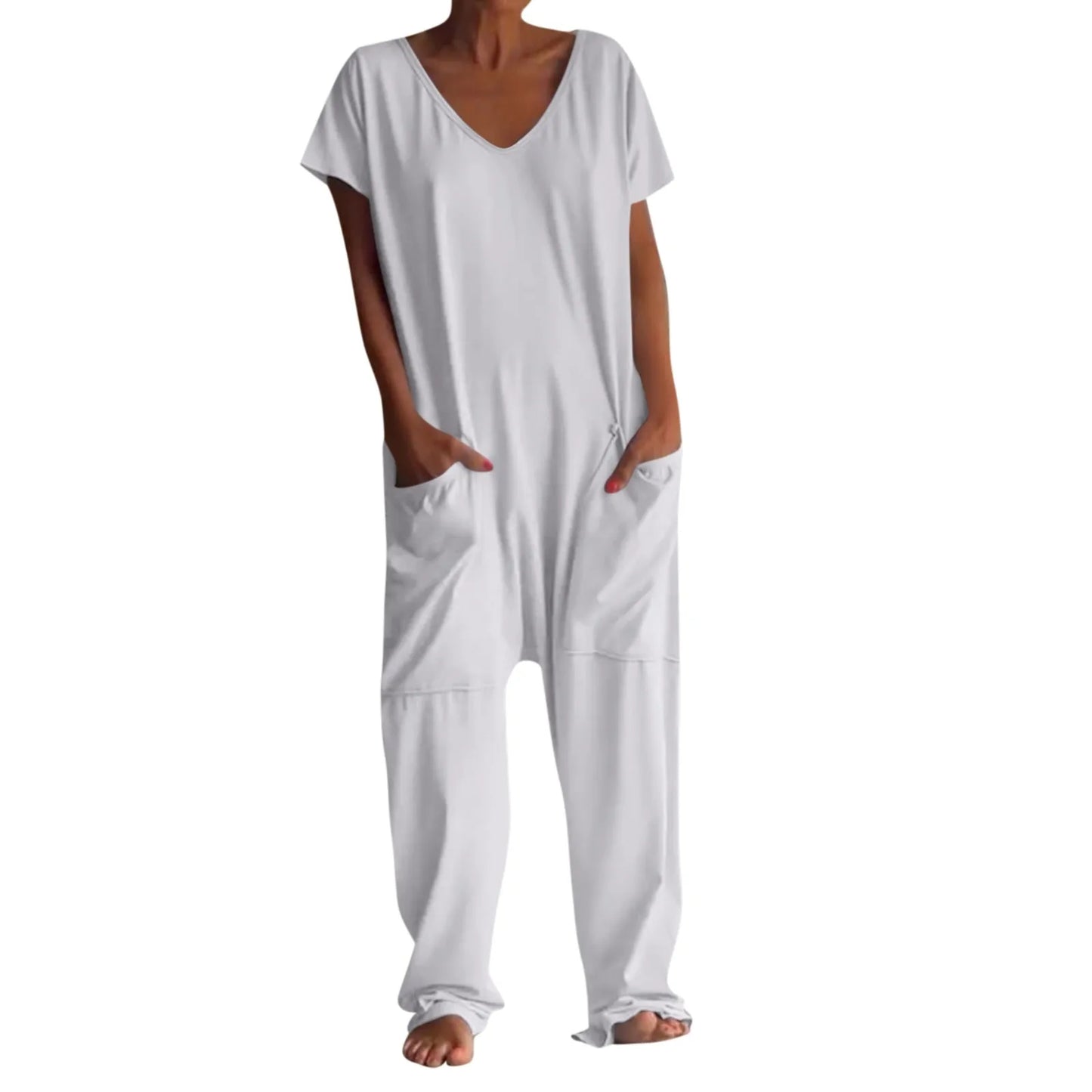 jumpsuit women Fashion Casual Short Sleeve Jumpsuits Loose and comfortable Pullover bodysuit With Pockets trend monos largos Badiee Stylez