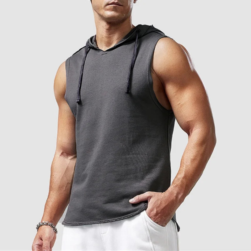 Solid Color 2025 Brand New Men's Tank Tops Vest Sleeveless Tees For Male Hooded Man Vests Tops Hip Hop Men Tank Top T shirt Mens Picture color 2