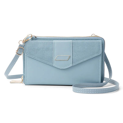 Fashion Women Luxury Leather Single Shoulder Bags Ladies Large Capacity Crossbody Mobile Phone Purse Female Messenger Wallet blue2 Mini(Max Length<20cm) CN