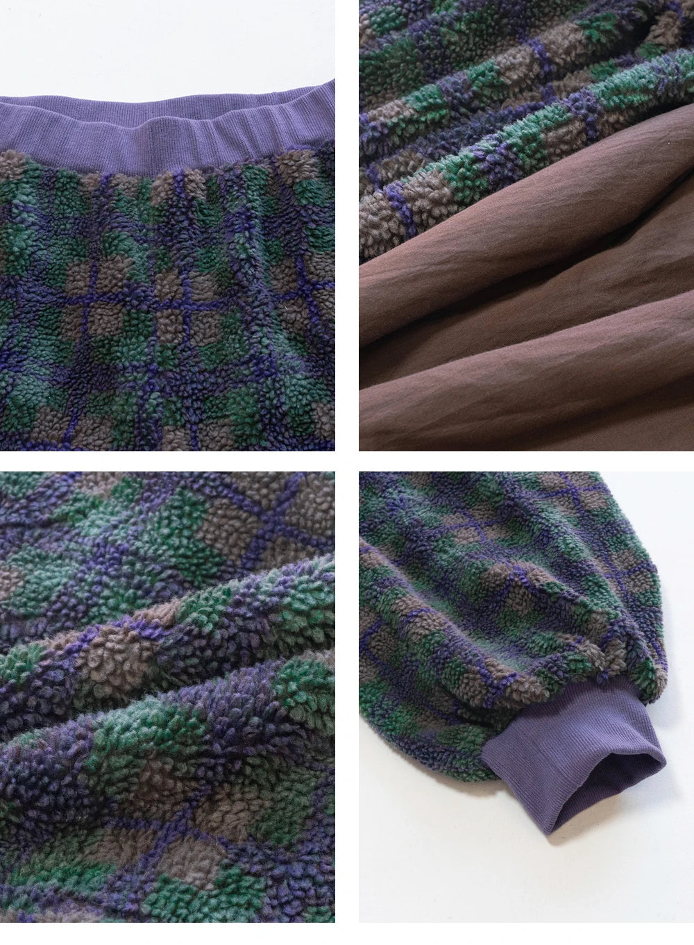 imakokoni2023 autumn and winter original green plaid lamb wool shrink pants 234408 Badiee Stylez