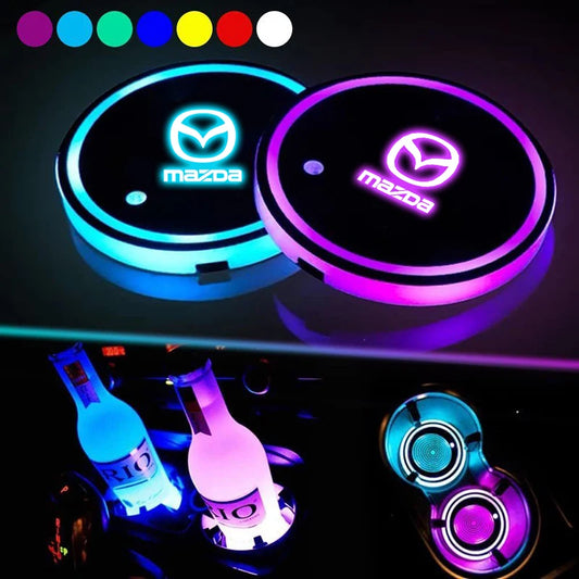 2PCS Car LED Water Cup Mat Drink Holder For Mazda MS Speed CX4 Atenza Axela MX5 CX7 CX5 CX9 RX8 CX30 Bt50 Badiee Stylez