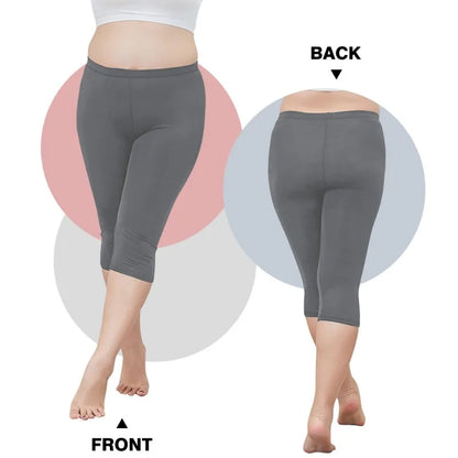 Women Plus Size Fit Short Fitness Seven Points Pants High Waist Fashion Solid 200lbs Sports Shorts Gym Outdoor Casual Yoga Pants GRAY